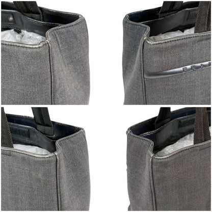 Prada Mini Tote Bag Handbag Gray Black Canvas