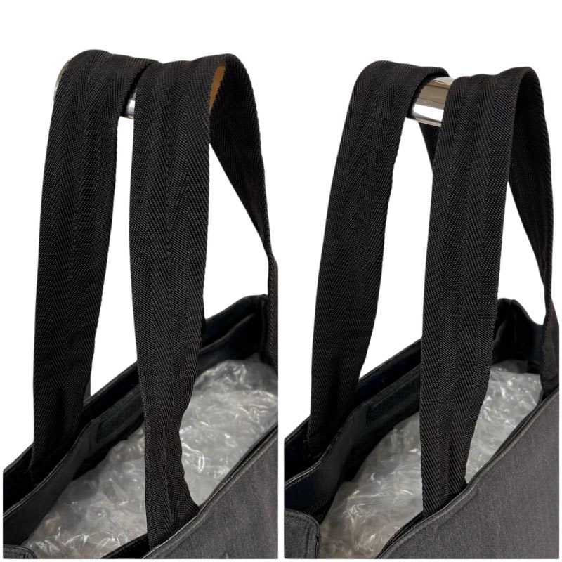 Prada Mini Tote Bag Handbag Gray Black Canvas