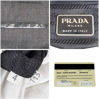 Prada Mini Tote Bag Handbag Gray Black Canvas