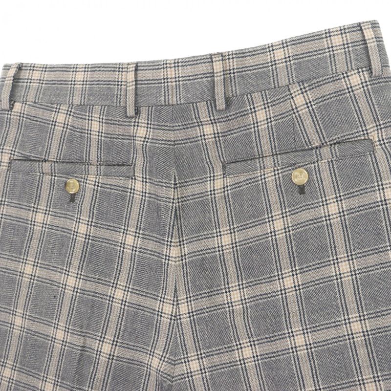 Gucci 22AW 690519 Linen Wool Check Pattern Half Pants Shorts Gray 46 Made In