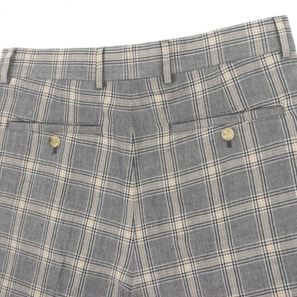 Gucci 22AW 690519 Linen Wool Check Pattern Half Pants Shorts Gray 46 Made In