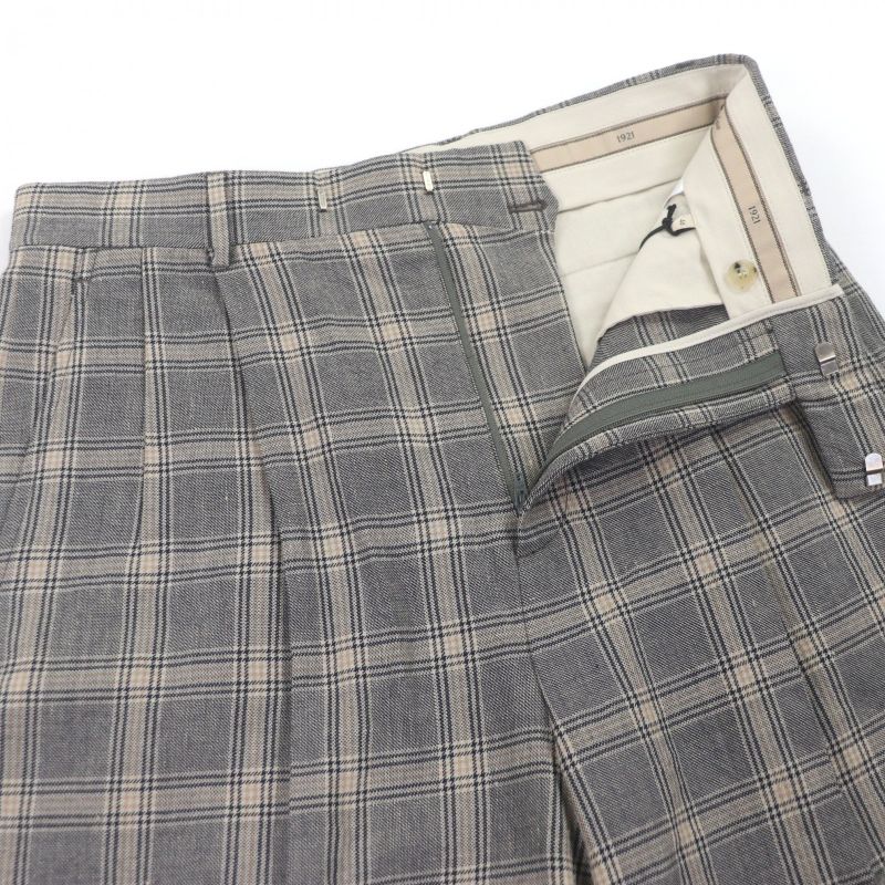 Gucci 22AW 690519 Linen Wool Check Pattern Half Pants Shorts Gray 46 Made In