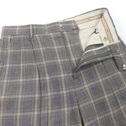 Gucci 22AW 690519 Linen Wool Check Pattern Half Pants Shorts Gray 46 Made In