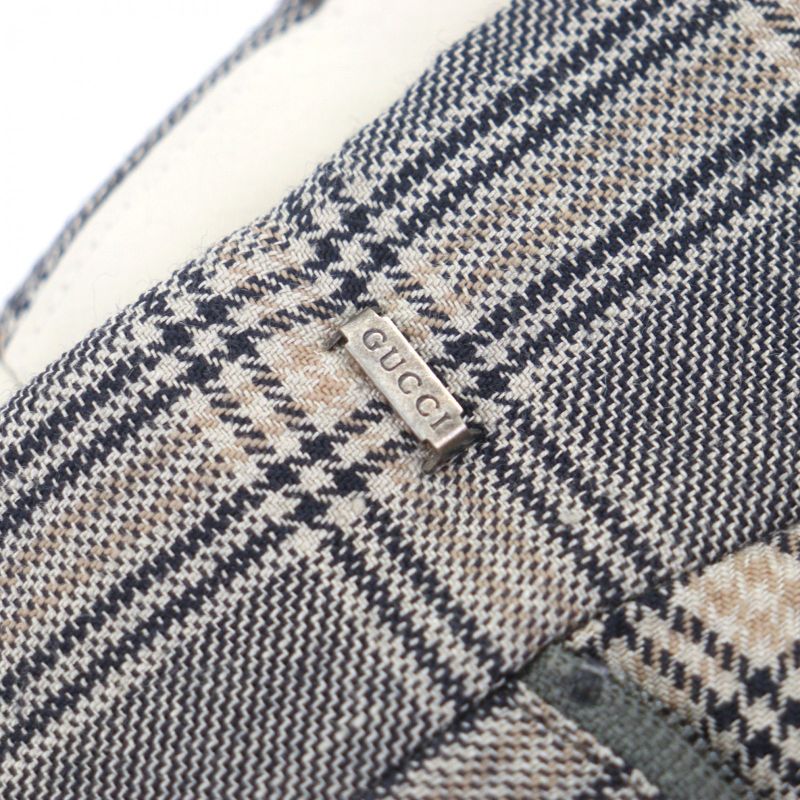 Gucci 22AW 690519 Linen Wool Check Pattern Half Pants Shorts Gray 46 Made In