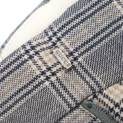 Gucci 22AW 690519 Linen Wool Check Pattern Half Pants Shorts Gray 46 Made In