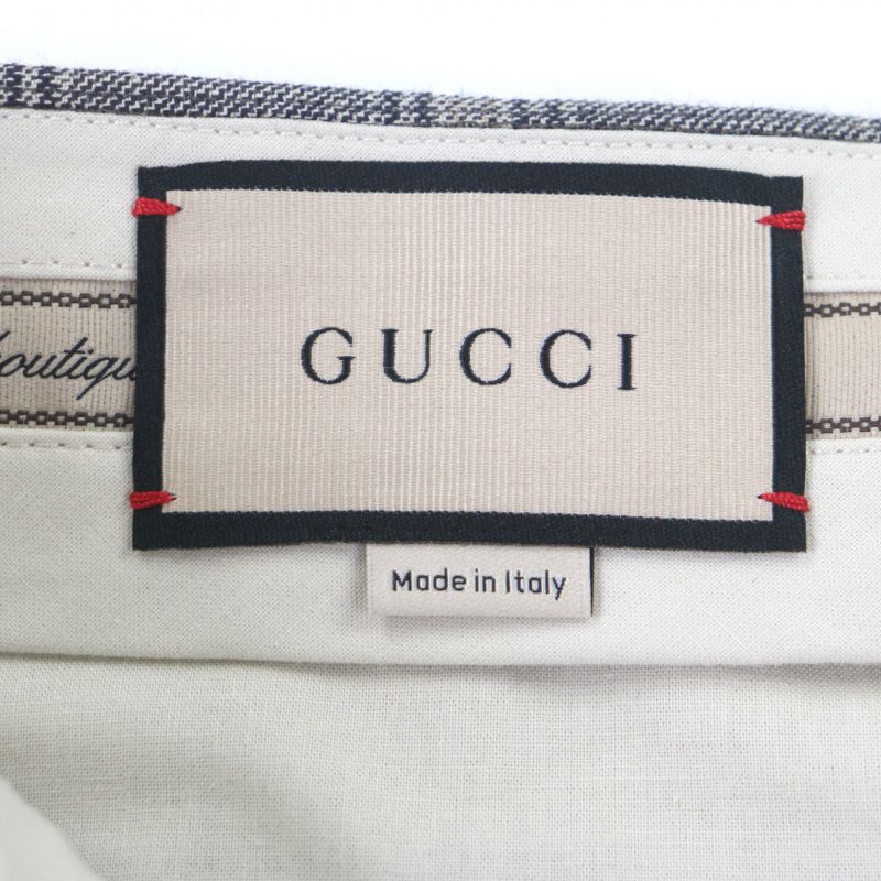 Gucci 22AW 690519 Linen Wool Check Pattern Half Pants Shorts Gray 46 Made In