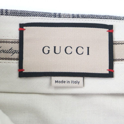 Gucci 22AW 690519 Linen Wool Check Pattern Half Pants Shorts Gray 46 Made In