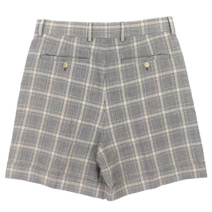 Gucci 22AW 690519 Linen Wool Check Pattern Half Pants Shorts Gray 46 Made In