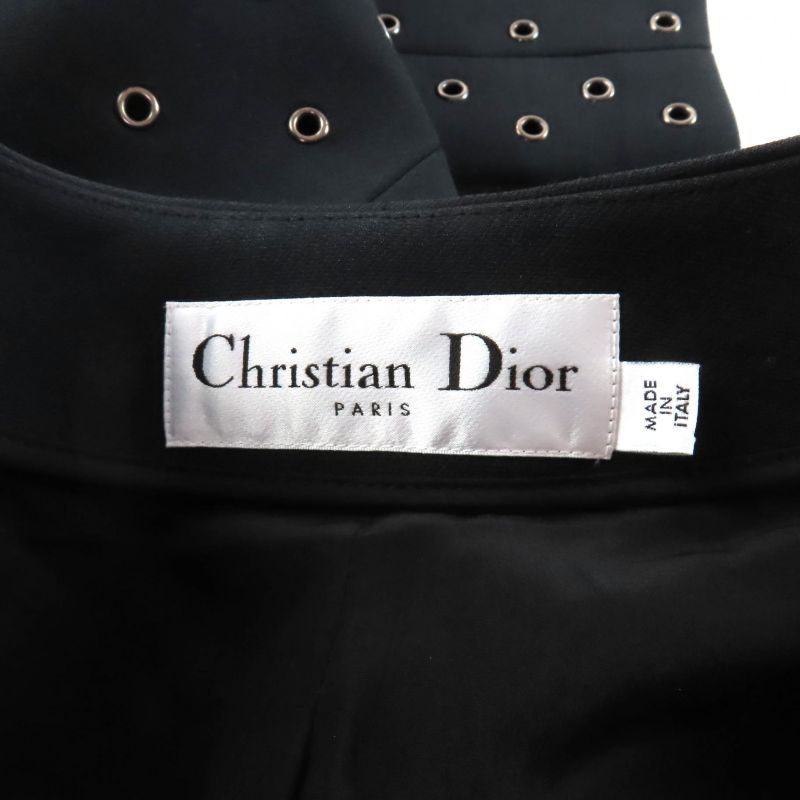 Christian Dior 241v20x1162 Wool Silk Blend Eyelet Design Front Open Collarless