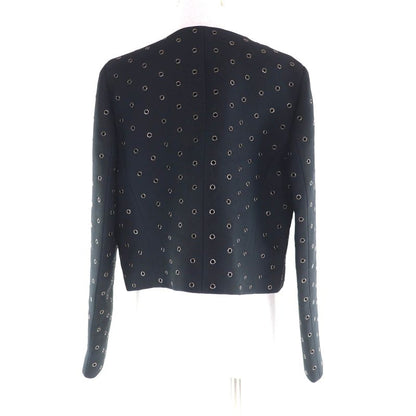 Christian Dior 241v20x1162 Wool Silk Blend Eyelet Design Front Open Collarless