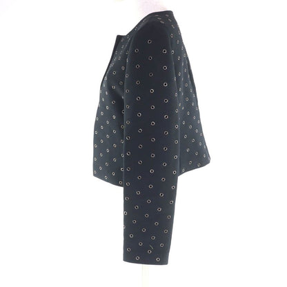 Christian Dior 241v20x1162 Wool Silk Blend Eyelet Design Front Open Collarless