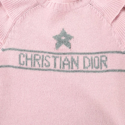 Christian Dior 344s13bm003 100% Cashmere Logo Design Sleeve Ruffle Short Sleeve