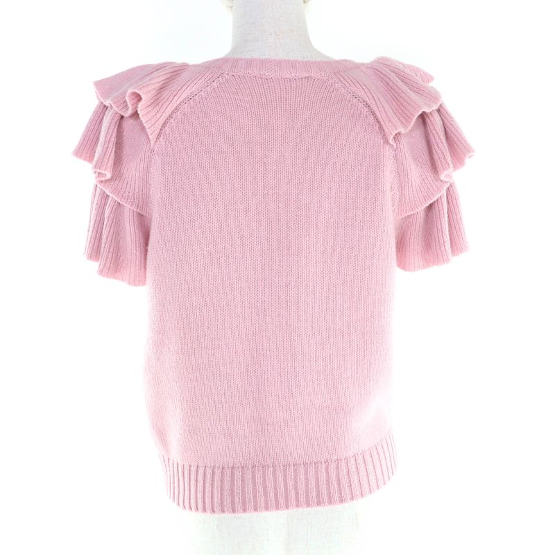 Christian Dior 344s13bm003 100% Cashmere Logo Design Sleeve Ruffle Short Sleeve