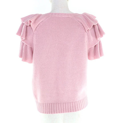 Christian Dior 344s13bm003 100% Cashmere Logo Design Sleeve Ruffle Short Sleeve