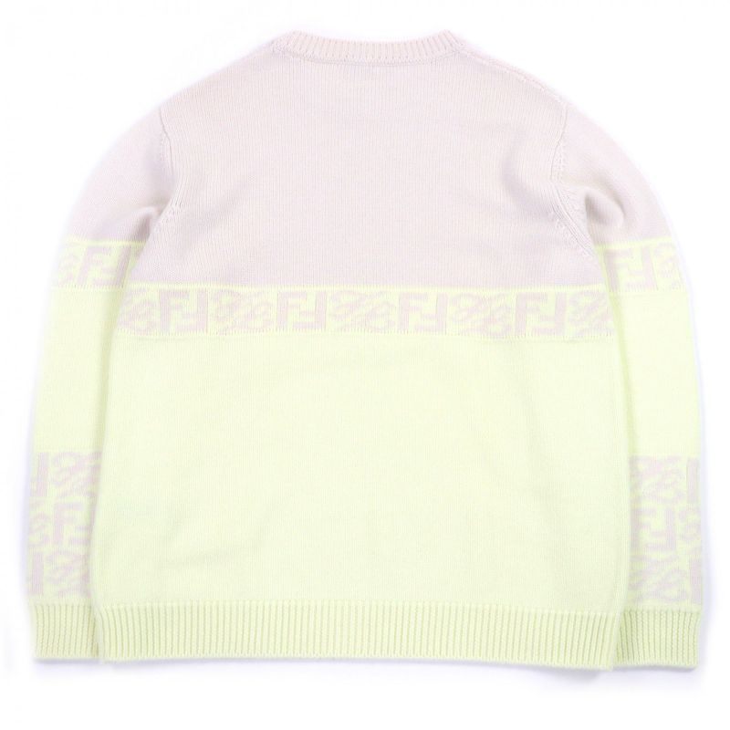 fendi 2021 Fzx037 100% Wool FF Logo Zucca Pattern Crew Neck Bicolor Long