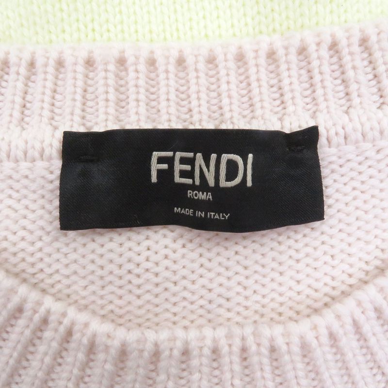 fendi 2021 Fzx037 100% Wool FF Logo Zucca Pattern Crew Neck Bicolor Long