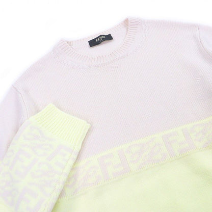 fendi 2021 Fzx037 100% Wool FF Logo Zucca Pattern Crew Neck Bicolor Long