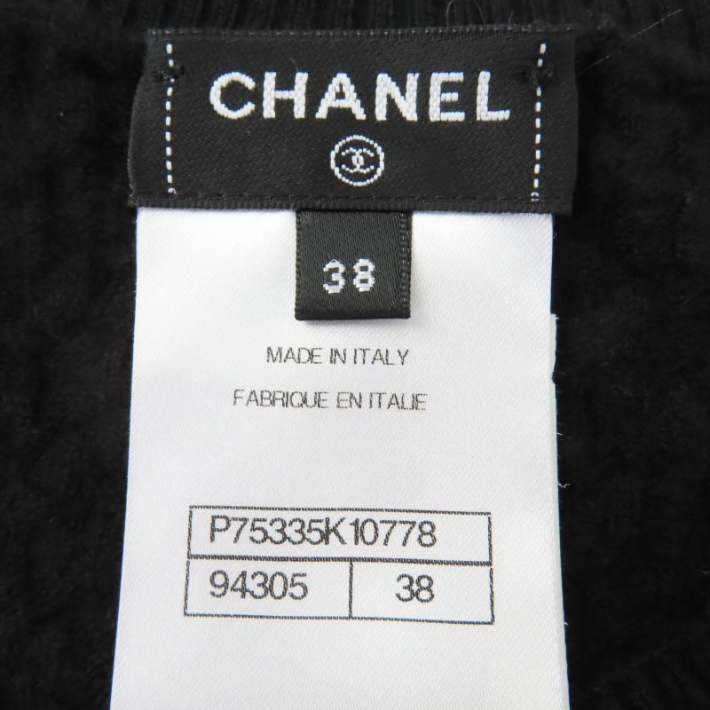 Chanel P75335k10778 Cashmere Coco Mark Long Sleeve Knit Tops Black 38 Made In