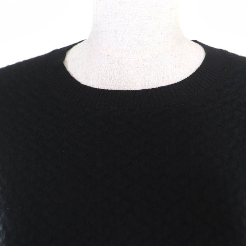 Chanel P75335k10778 Cashmere Coco Mark Long Sleeve Knit Tops Black 38 Made In