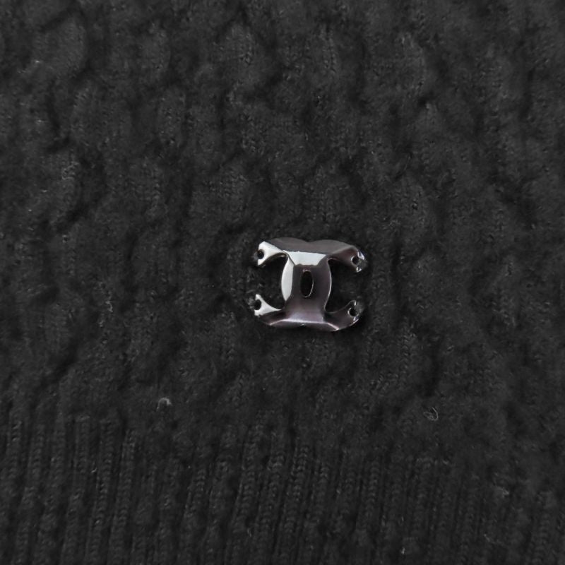 Chanel P75335k10778 Cashmere Coco Mark Long Sleeve Knit Tops Black 38 Made In