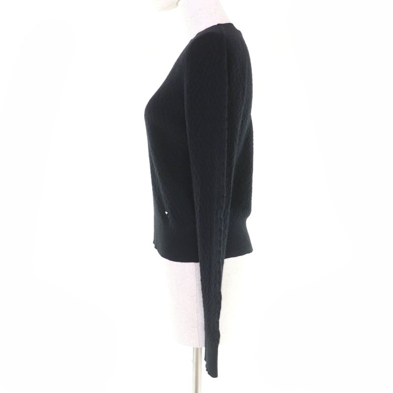 Chanel P75335k10778 Cashmere Coco Mark Long Sleeve Knit Tops Black 38 Made In