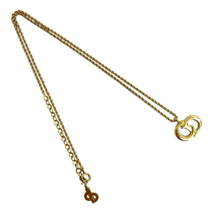 Christian Dior Vintage CD Logo GP Chain Necklace Pendant Accessory Gold 23705
