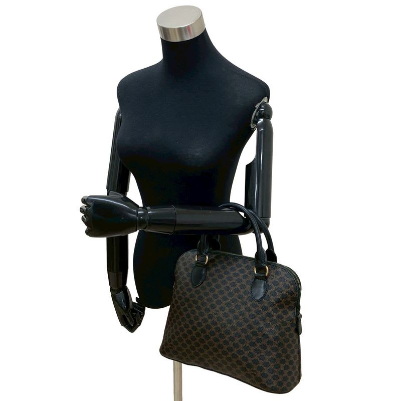 Celine Vintage Macadam Blason Logo Pattern Leather Handbag Mini