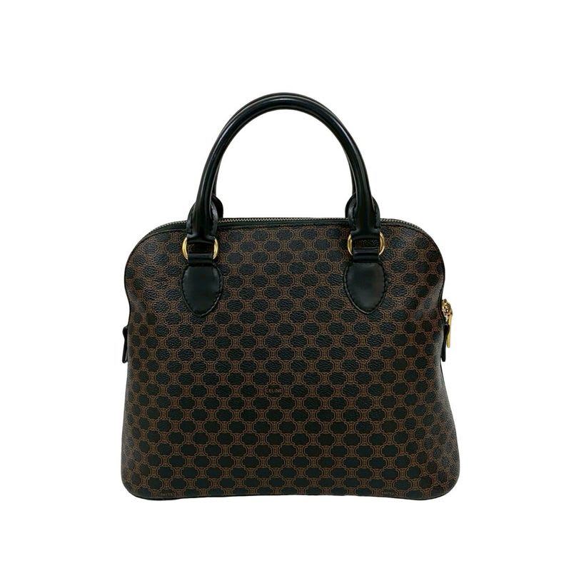 Celine Vintage Macadam Blason Logo Pattern Leather Handbag Mini