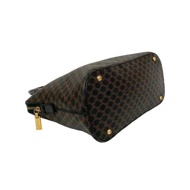 Celine Vintage Macadam Blason Logo Pattern Leather Handbag Mini