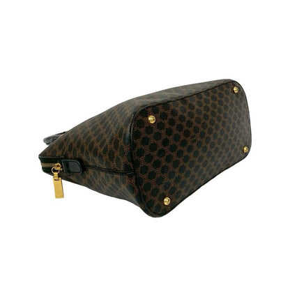 Celine Vintage Macadam Blason Logo Pattern Leather Handbag Mini