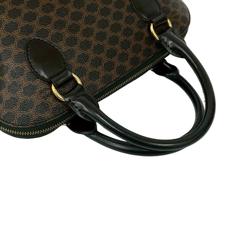 Celine Vintage Macadam Blason Logo Pattern Leather Handbag Mini