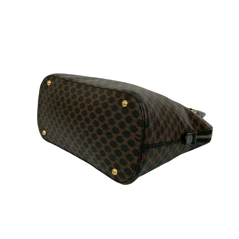 Celine Vintage Macadam Blason Logo Pattern Leather Handbag Mini