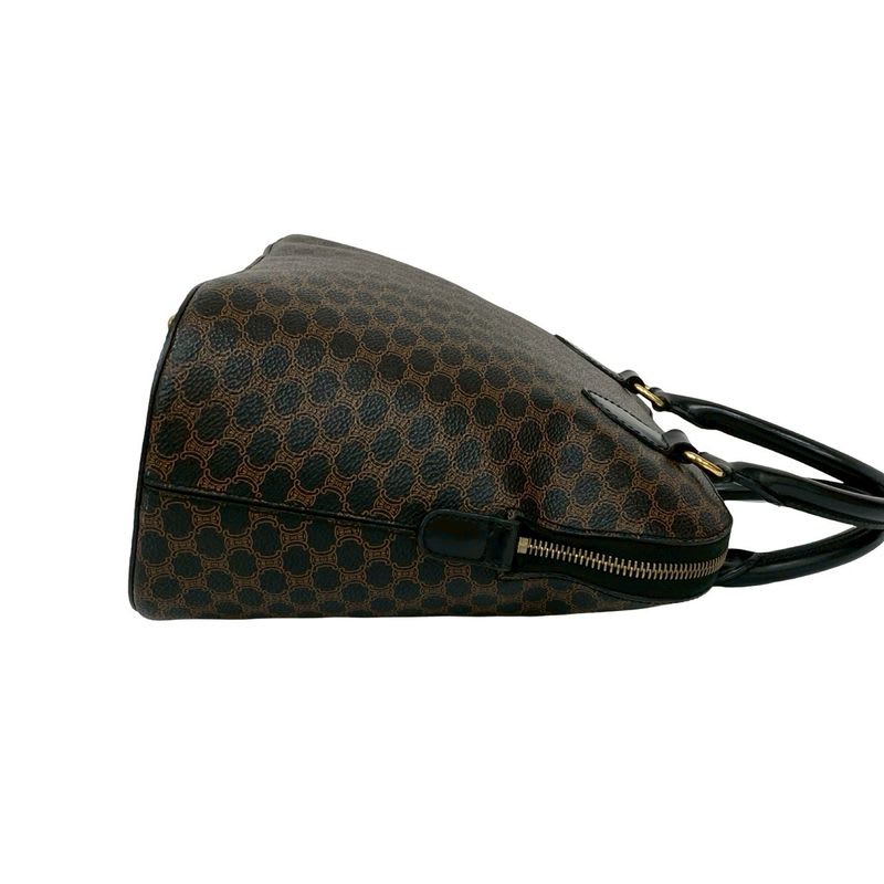 Celine Vintage Macadam Blason Logo Pattern Leather Handbag Mini
