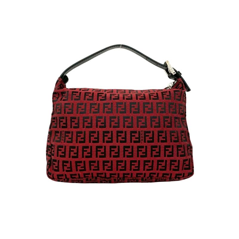 Fendi FF Logo Pattern Canvas Leather Handbag Mini Tote