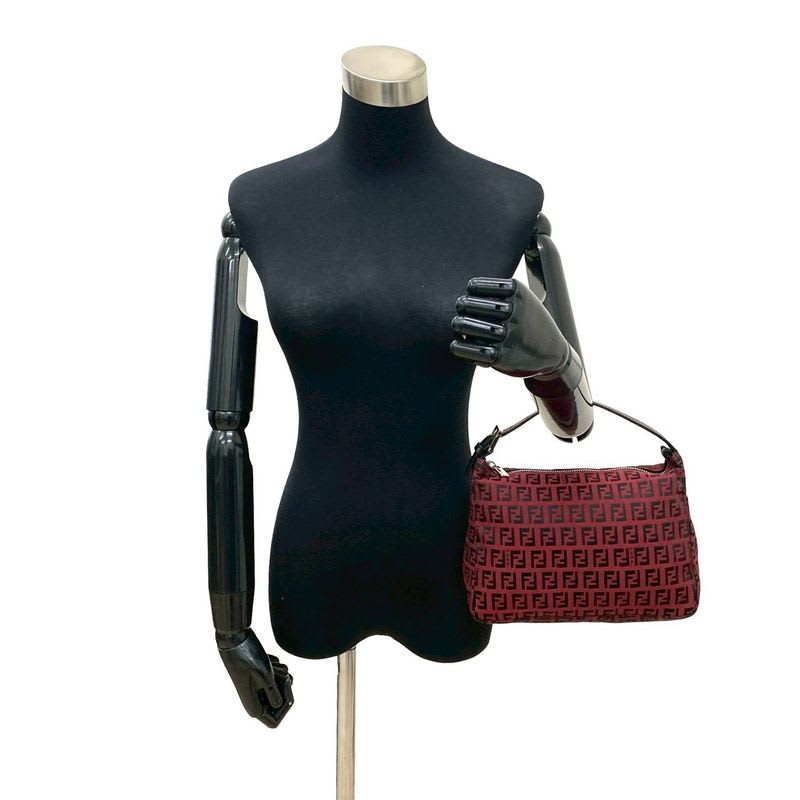 Fendi FF Logo Pattern Canvas Leather Handbag Mini Tote