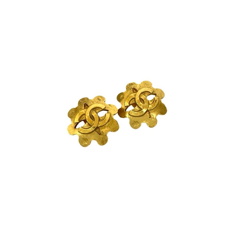 Chanel Vintage Coco Mark GP Earrings Ear Cuff Accessory Gold 94P