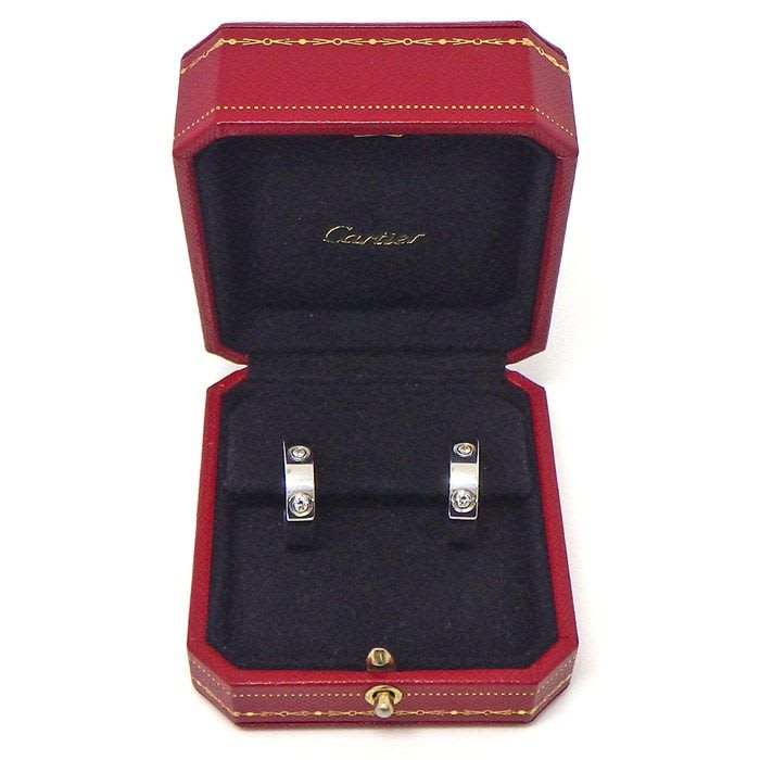 Cartier Earrings Love Hoop 6 Point Diamond 18K White