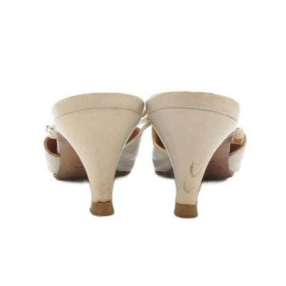 Hermes Mule 36 Sandals Shoes Strap High Heels White AE - GY06