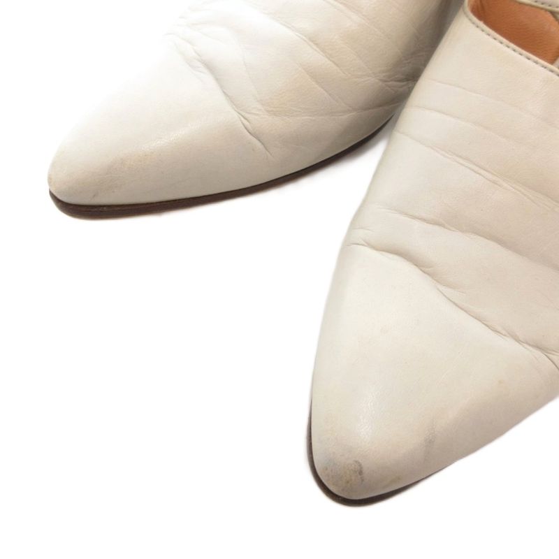 Hermes Mule 36 Sandals Shoes Strap High Heels White AE - GY06