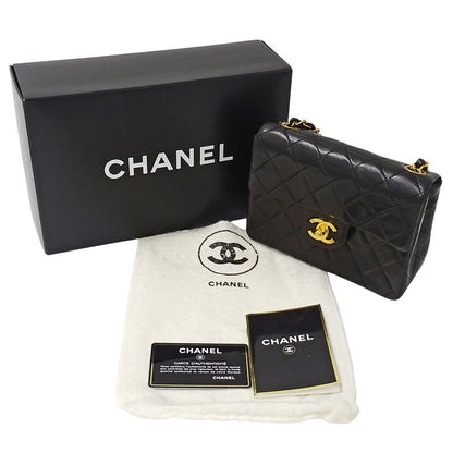 Chanel Bag Mini Quilted Shoulder Lambskin Black
