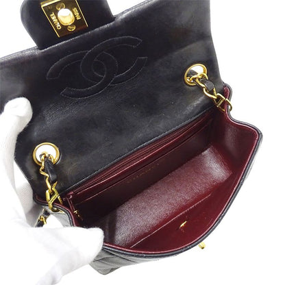 Chanel Bag Mini Quilted Shoulder Lambskin Black