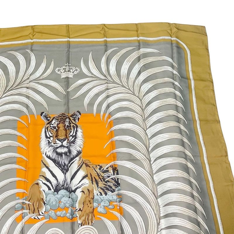 Hermes Scarf Silk Carre 140 Large Tiger Royal King