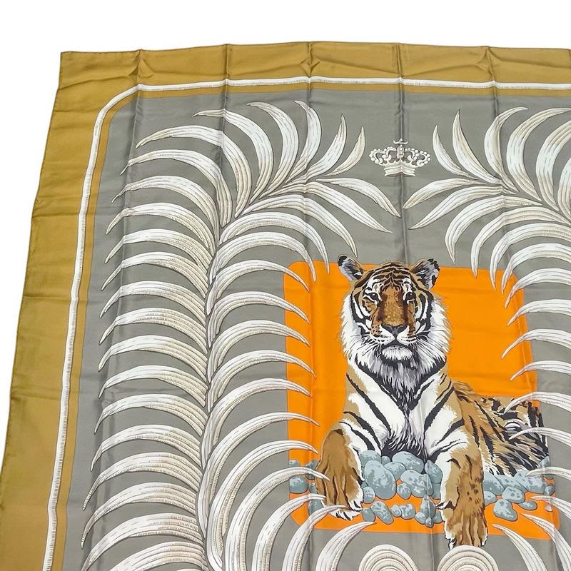 Hermes Scarf Silk Carre 140 Large Tiger Royal King