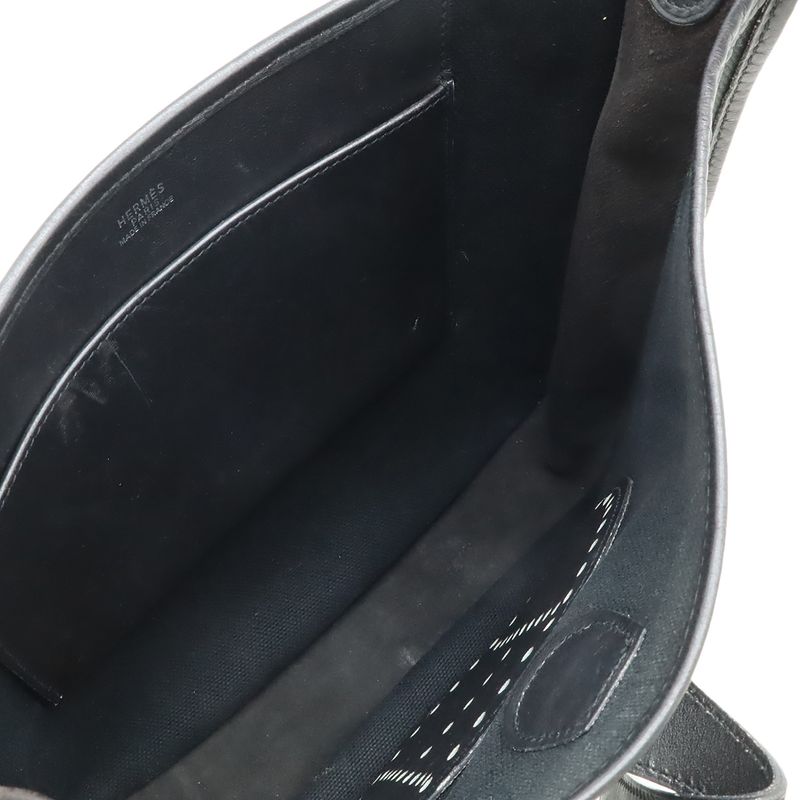 Hermes Evelyn I Evelyn 1pm Shoulder Bag Total Ash Canvas Leather Black Silver