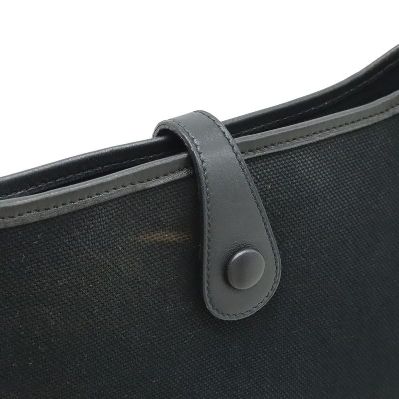 Hermes Evelyn I Evelyn 1pm Shoulder Bag Total Ash Canvas Leather Black Silver