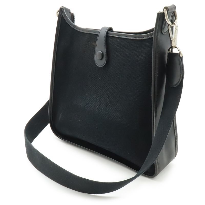 Hermes Evelyn I Evelyn 1pm Shoulder Bag Total Ash Canvas Leather Black Silver