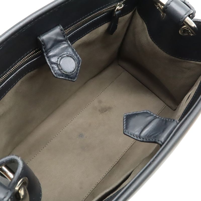 Fendi Runaway Small Shoulder Bag 2WAY Handbag Leather Black Silver Hardware