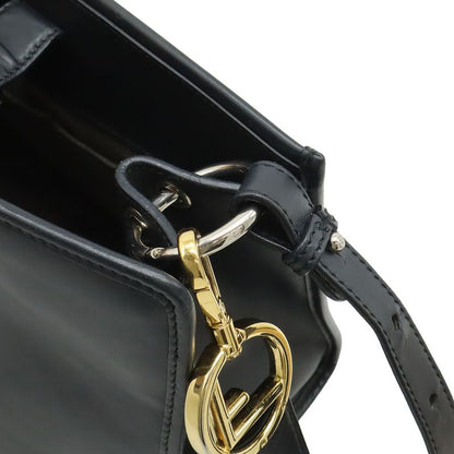 Fendi Runaway Small Shoulder Bag 2WAY Handbag Leather Black Silver Hardware