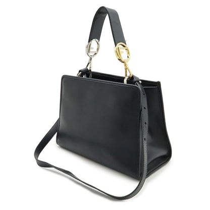 Fendi Runaway Small Shoulder Bag 2WAY Handbag Leather Black Silver Hardware