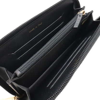 Chanel Coco Mark Round Zipper Wallet Caviar Skin Leather Black Gold Hardware